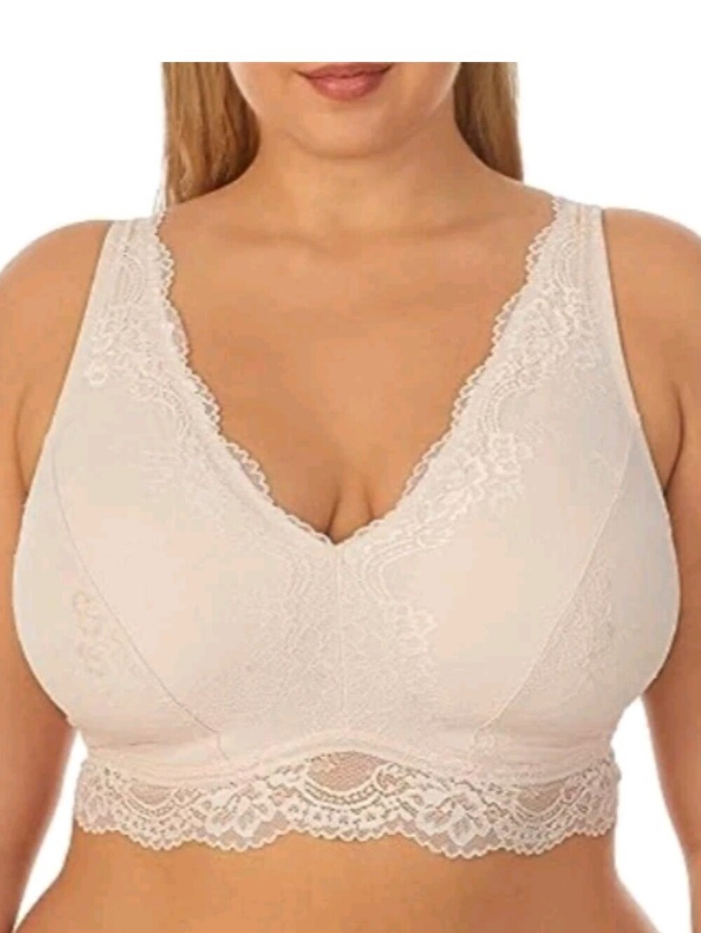 Dreamfit Women's Plus Size 4X Unlined Lace Bralette In Shell DF81001X NWT